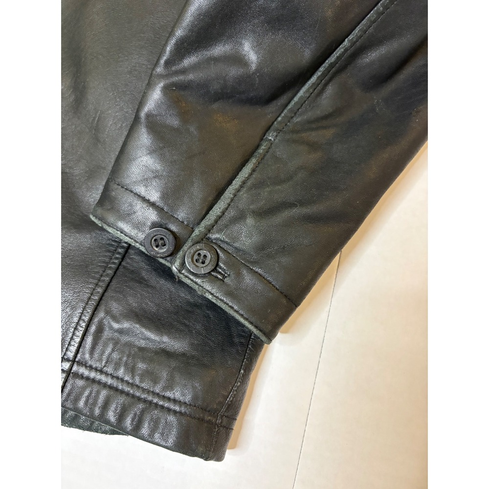 VTG Claiborne Black Genuine Lambskin Leather Quilted Bomber Jacket Mens - Picture 8 of 10